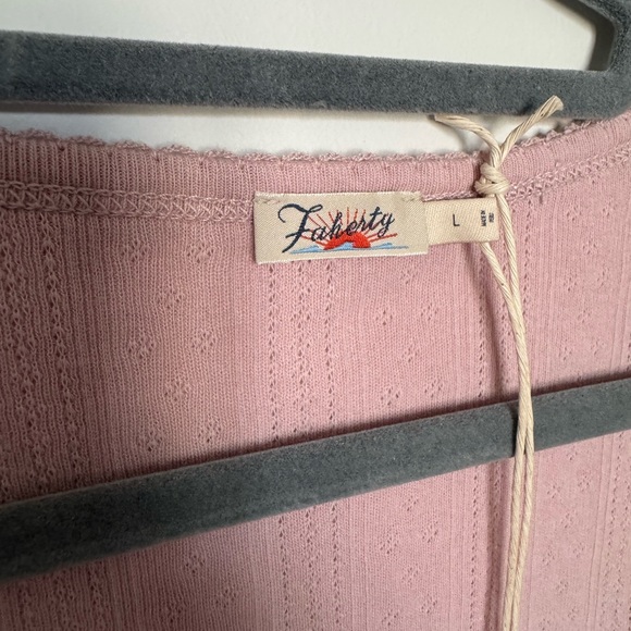 Faherty Pacific Pointelle Top Blush Long Sleeve Feminine Delicate Scoop Neck - Picture 2 of 12